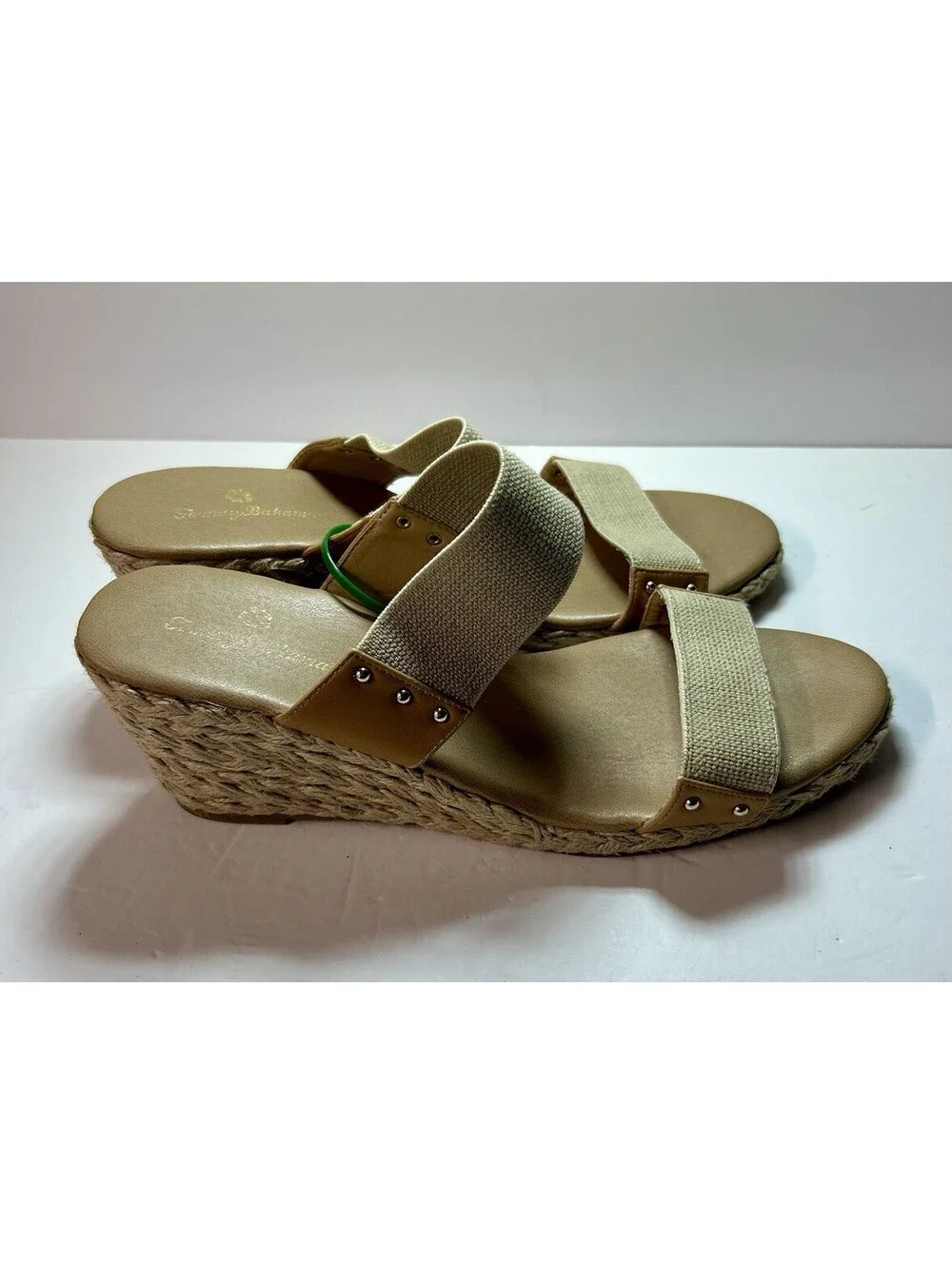 Tommy Bahama Sandals Womens Size W10M Super Espadrille Wedge Slip Ons Cream